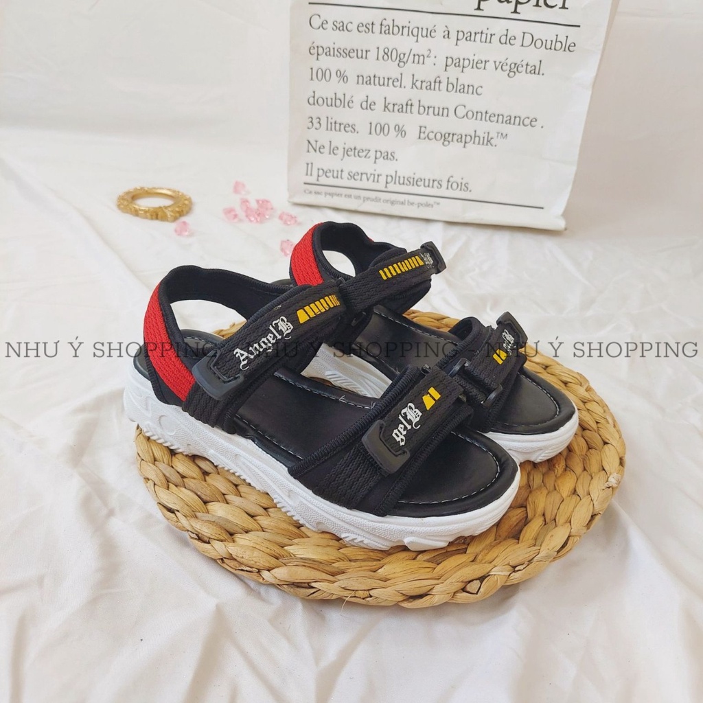 Giày sandal nữ đi học quai hậu khoá dán đế cao mang êm chân, bền đẹp - Sandal đỏ