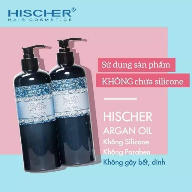 Bộ Dầu Gội Xả Phục Hồi Siêu Mượt Hischer Argan Oil 500ml Hàng Chính Hãng Có Tem Nhập Khẩu  - HT236