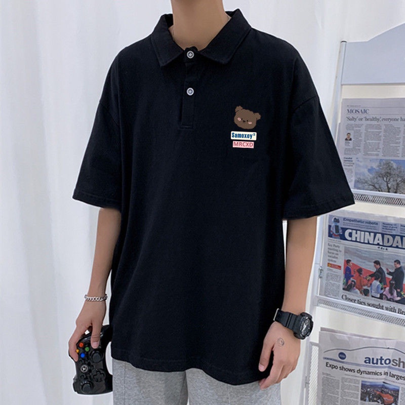 Áo thun POLO tay ngắn dáng rộng thiết kế mới thời trang mùa hè theo phong cách hàn quốc cho nam