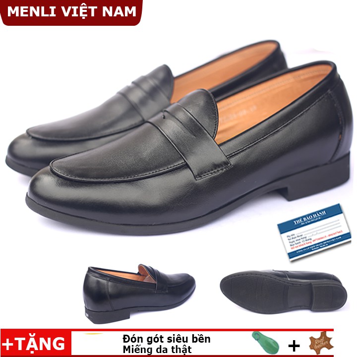 Giày lười tăng chiều cao nam MENLI TCSM20 dập vân sành điệu | WebRaoVat - webraovat.net.vn