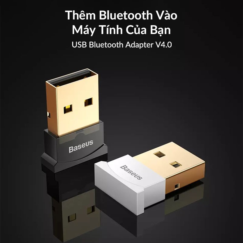 Mini USB Bluetooth Baseus CSR 4.0 Adapter cho máy tính, Laptop Windows, Loa, Tai Nghe, Bàn Phím Chuột, Gamepad Không Dây