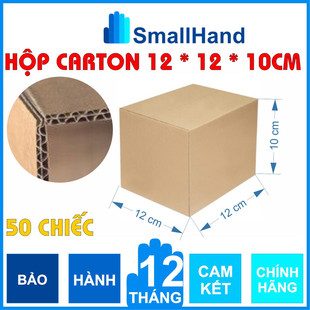 [ 50 chiếc ] Hộp carton KT: 12cm x 12cm x 10cm