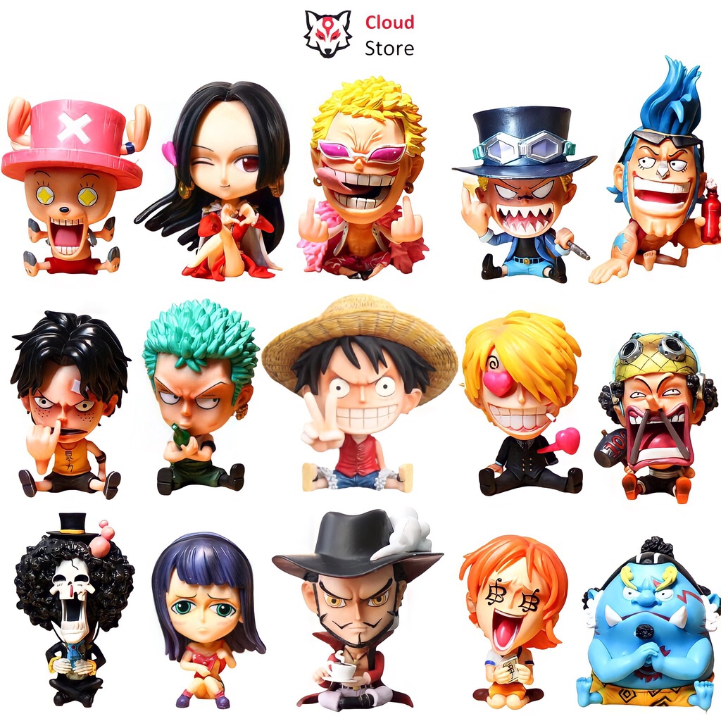 Mô hình One Piece chibi Luffy Zoro Sanji Ace Sabo Robin Choper cao 8-12cm, mô hình anime đảo hải tặc, figure one piece