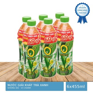 Lốc 6 Chai Trà Xanh Không Độ Hương Chanh 455ml