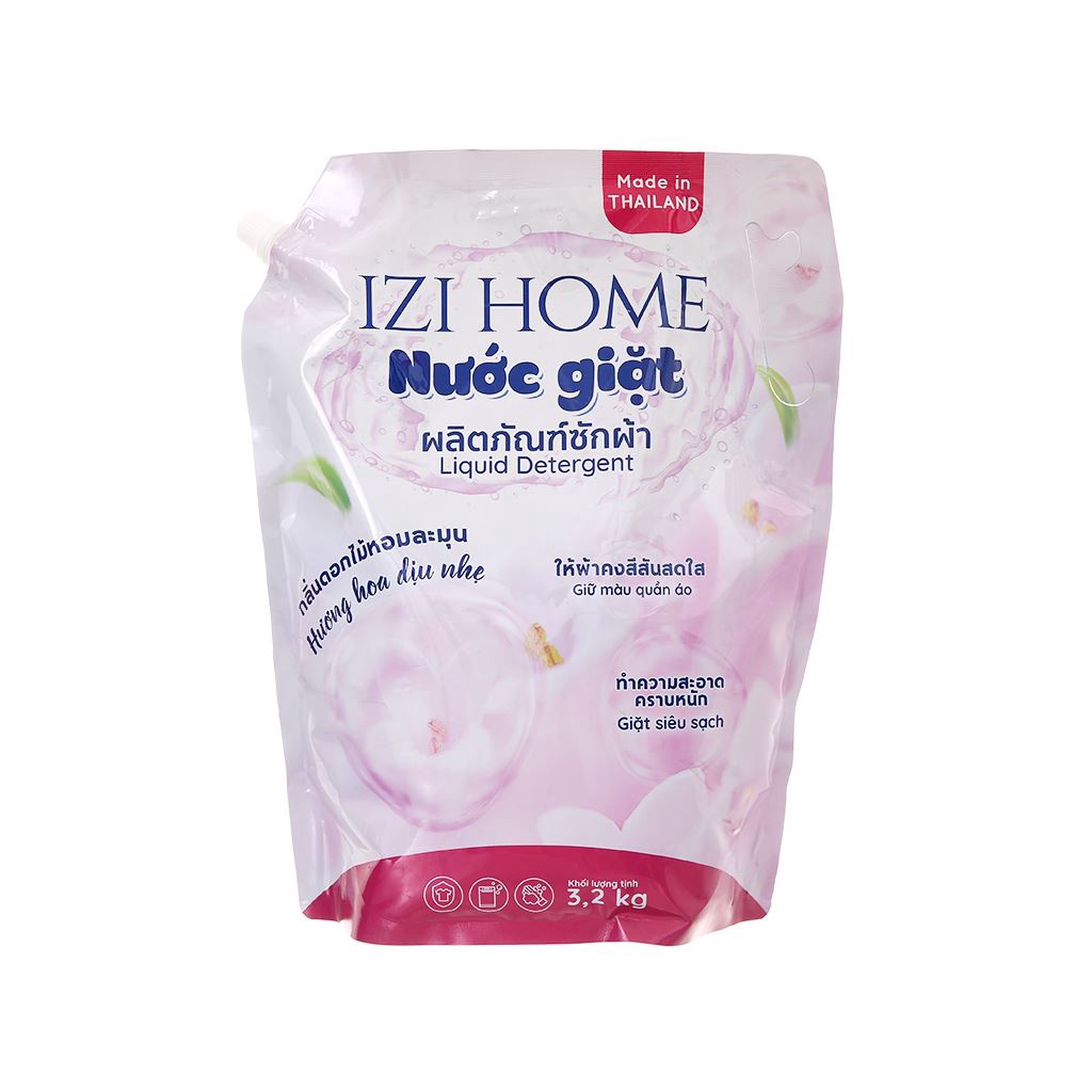 [ Thái Lan ] Nước giặt IZI HOME hương hoa dịu nhẹ túi 3.2kg