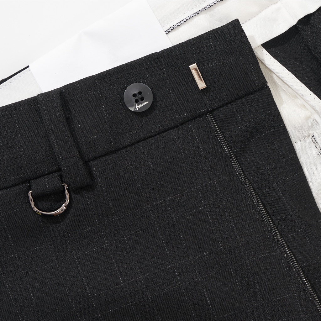 Quần Âu Nam Kẻ Caro ATINO Vải Polyester Co Giãn Pha Rayon Thông Thoáng Form Regular QA025