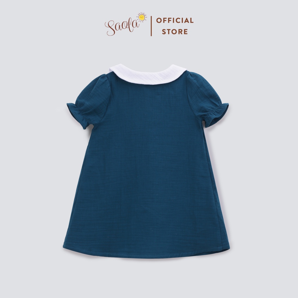 Đầm Bé Gái/ Váy Bé Gái Cổ Lá Sen Tay Bầu Nhún Chất Liệu Muslin Thoáng Mát - ZSARAH DRESS - DRM022 - SAOLA CLOTHING