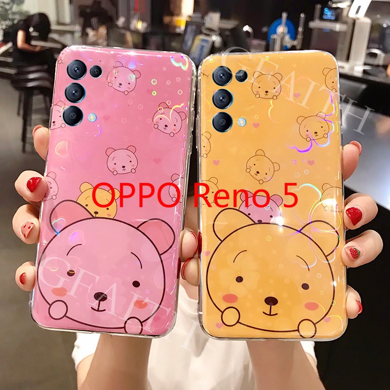 Ốp Điện Thoại Silicon Họa Tiết Gấu / Hoa Anh Đào Cho oppo reno6 z 5g reno5 f reno 4 pro 4g reno4 reno5 reno 5 pro reno 6z 6 5f