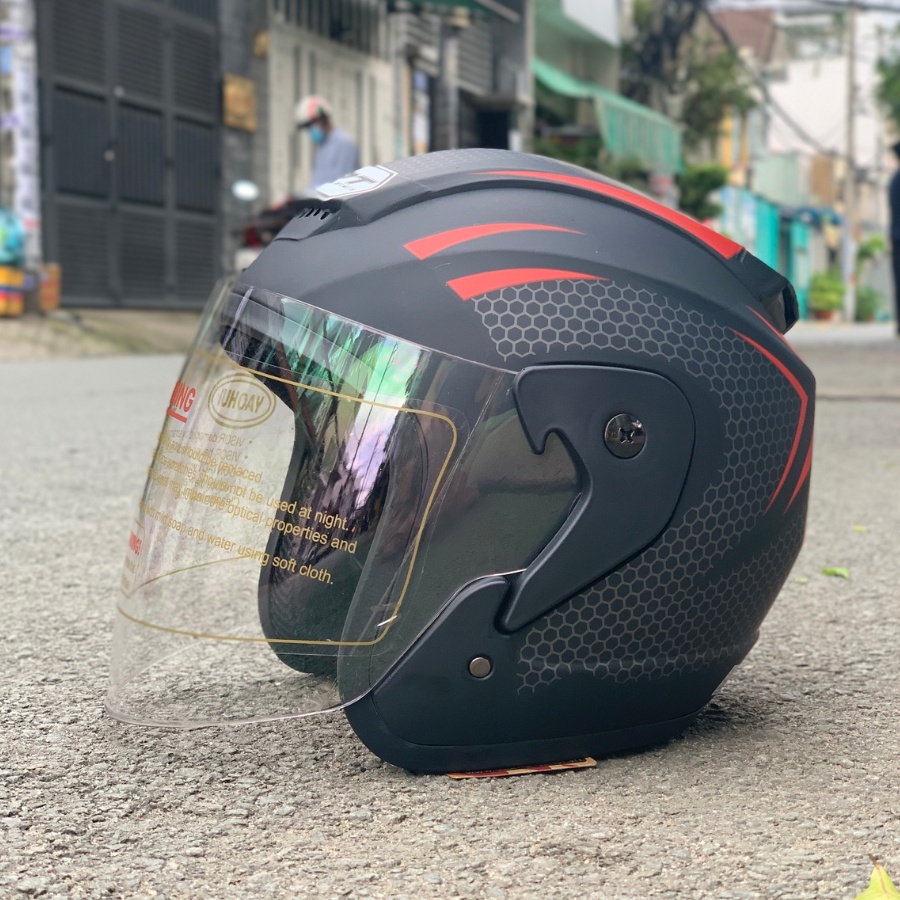 Mũ Bảo Hiểm Thể Thao 3/4 có kính SRT V2 Tem Tổ Ong