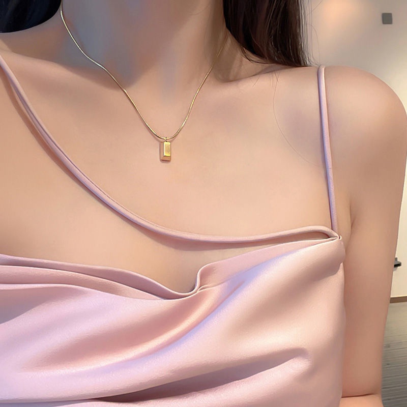 Vòng cổ titan nữ không gỉ mạ vàng 18k thiết kế đơn giản thời trang thanh lịch