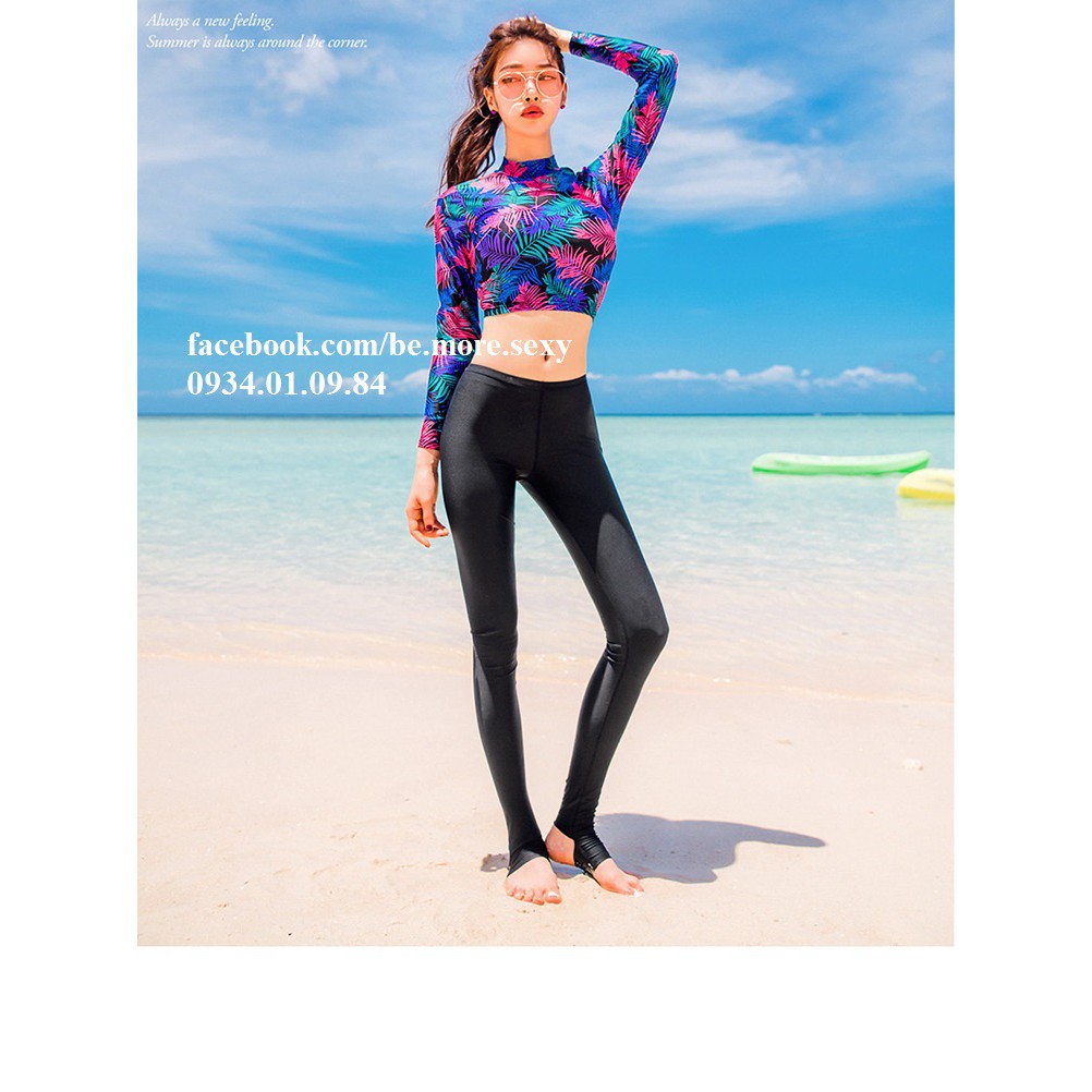 Đồ bơi dài tay Hàn Quốc crotop hoa quần dài | BigBuy360 - bigbuy360.vn