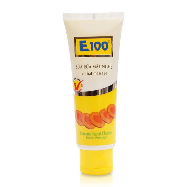 Sữa rửa mặt nghệ có hạt massage E100 Curcuma Facial Cleanser 100g