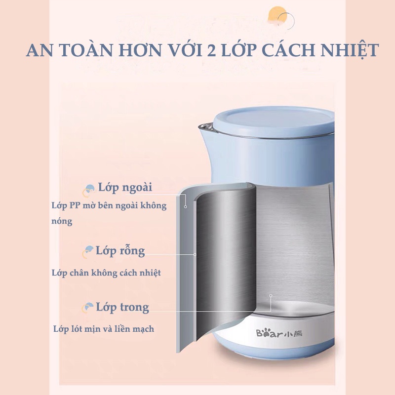 Ấm Đun Siêu Tốc Ấm Đun Nước Siêu Tốc Chính Hãng Bear dung tích 1.5L