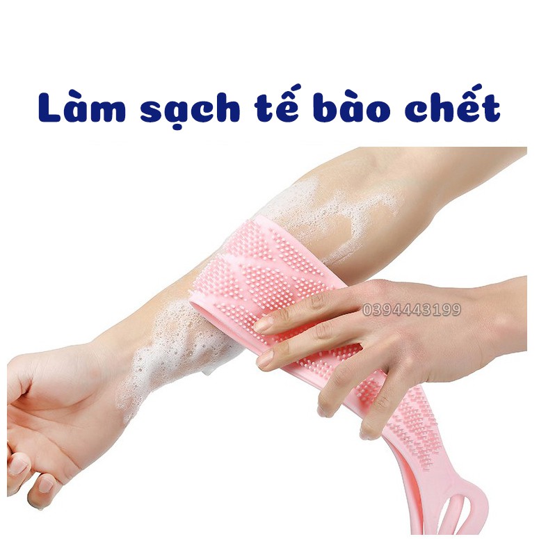 Dây tắm cọ, Chà lưng 2 mặt bằng silicone làm sạch và tẩy da chết tiện ích