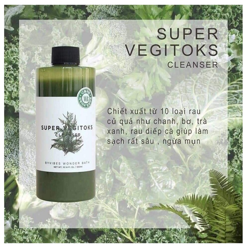 [ Hàng Chuẩn ] Sữa Rửa Mặt Rau Củ Super Vegitoks Hàn Quốc, Chai 300ml, Giúp Làm Sạch Da Mặt Hiệu Quả An Toàn