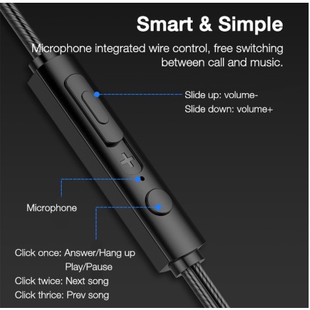 Tai Nghe Nhét Tai Chống Ồn Có Dây Điều Chỉnh Âm Lượng Cho Điện Thoại Android