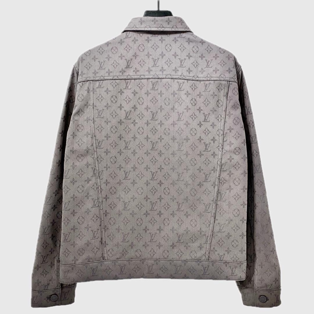 Áo khoác denim jacquard in đầy đủ logo Louis Vuitton LV cao cấp