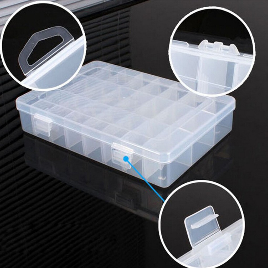 Hộp lưu trữ bằng nhựa thiết kế 24 ngăn dùng để đựng đồ trang sức