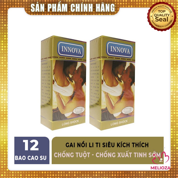 [CHỐNG HÀNG GIẢ] Bao Cao Su Innova Vàng Gân Gai Thắt, Chống Tuột, Kéo Dài Thời Gian Hộp 12c