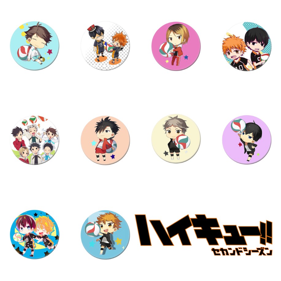 (m05) Huy hiệu cài áo IN HÌNH Haikyuu!! Vua bóng chuyền anime chibi dễ thương tiện lợi