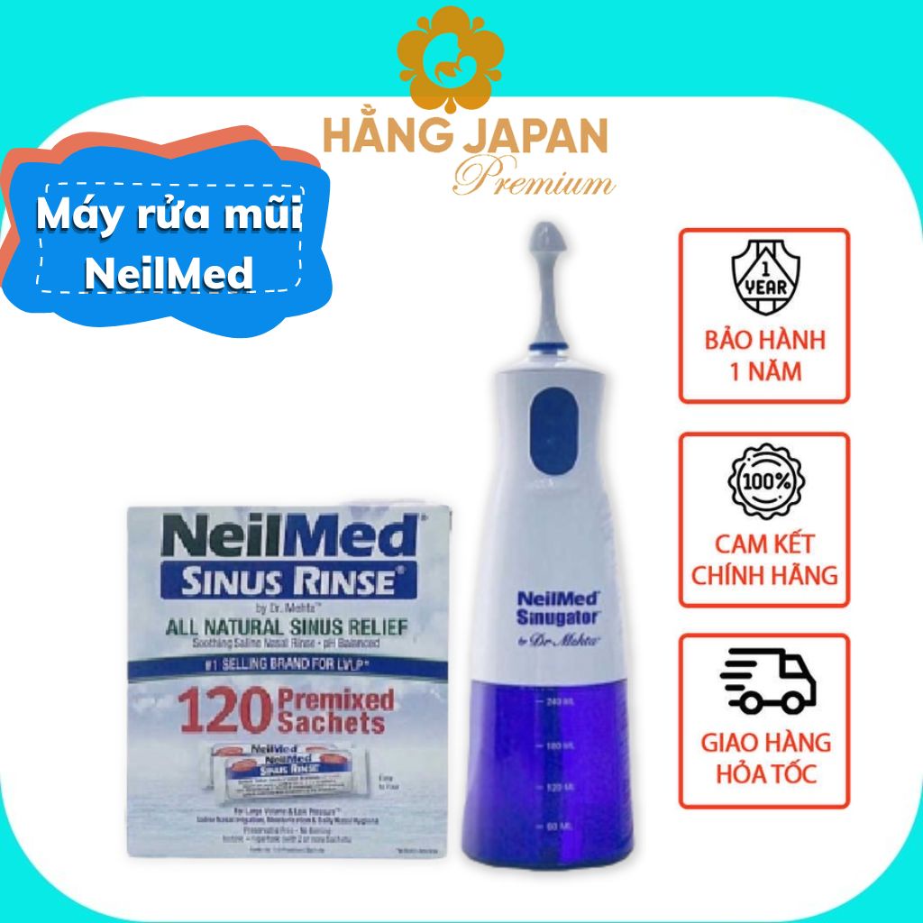 Máy rửa mũi NeilMed cho bé tặng kèm 30 gói muối sạch chính - Hàng Mỹ