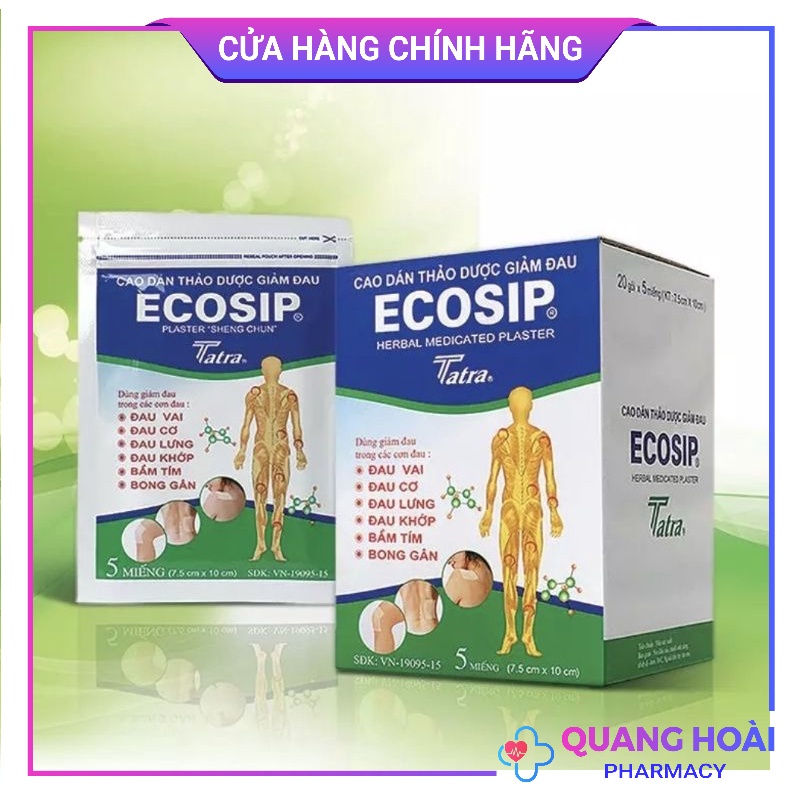 Ecosip Thảo dược, cao dán giảm đau ( hộp 20 gói × 5 miếng )