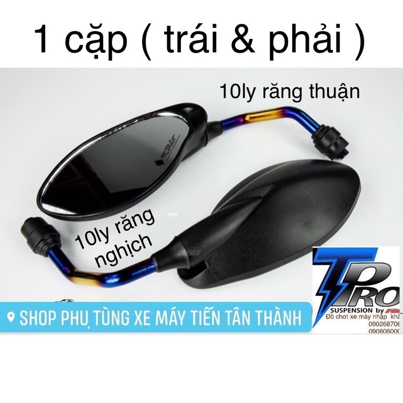 Cặp kính YAZ H2C chân gương xi chrom titan - đen (kiếng chiếu hậu)_Dochoixemaynhapkhau