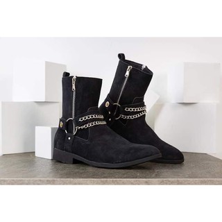 Harness Boots Da Bò Lộn Đế Cao Su Cao Cấp BẢO HÀNH 12 THÁNG (Tặng Lót Đế)