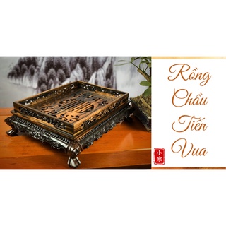 Khay trà rồng gỗ mun, khay trà chân quỳ cỡ 25-35 cm