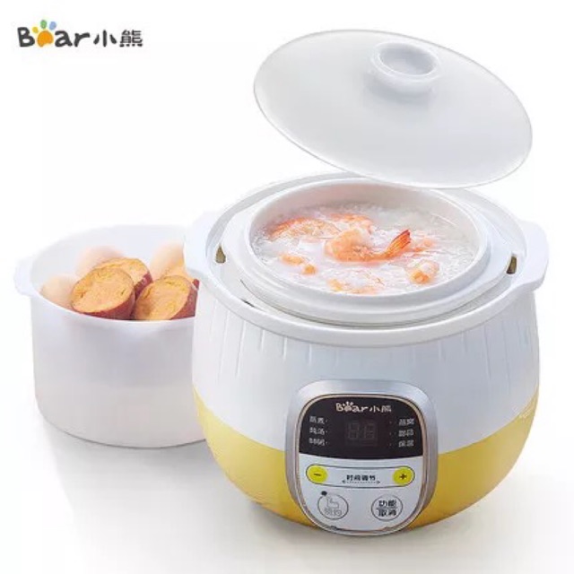 NỒI HẦM CHÁO CHẬM CHO BÉ KÈM LỒNG HẤP ĐA NĂNG BEAR 0.8L CÁCH THUỶ