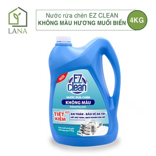 {HOẢ TỐC} Nước rửa chén EZ CLEAN Không màu Hương Muối Biển 4 Kg