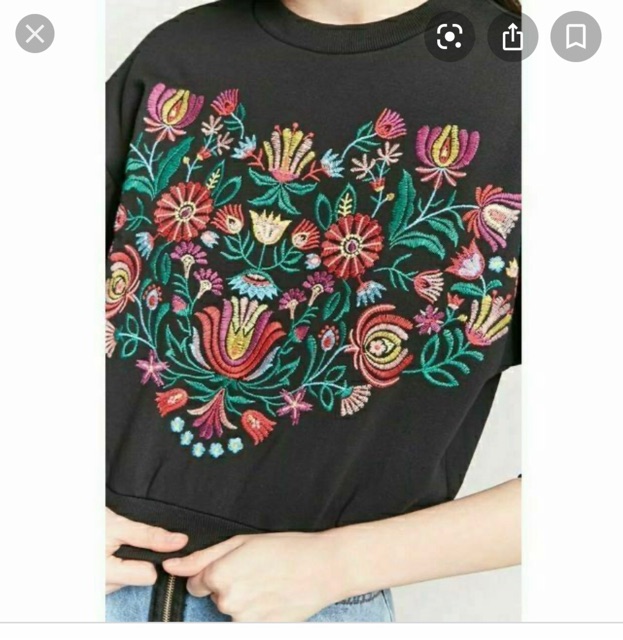 Croptop nỉ hoa thêu