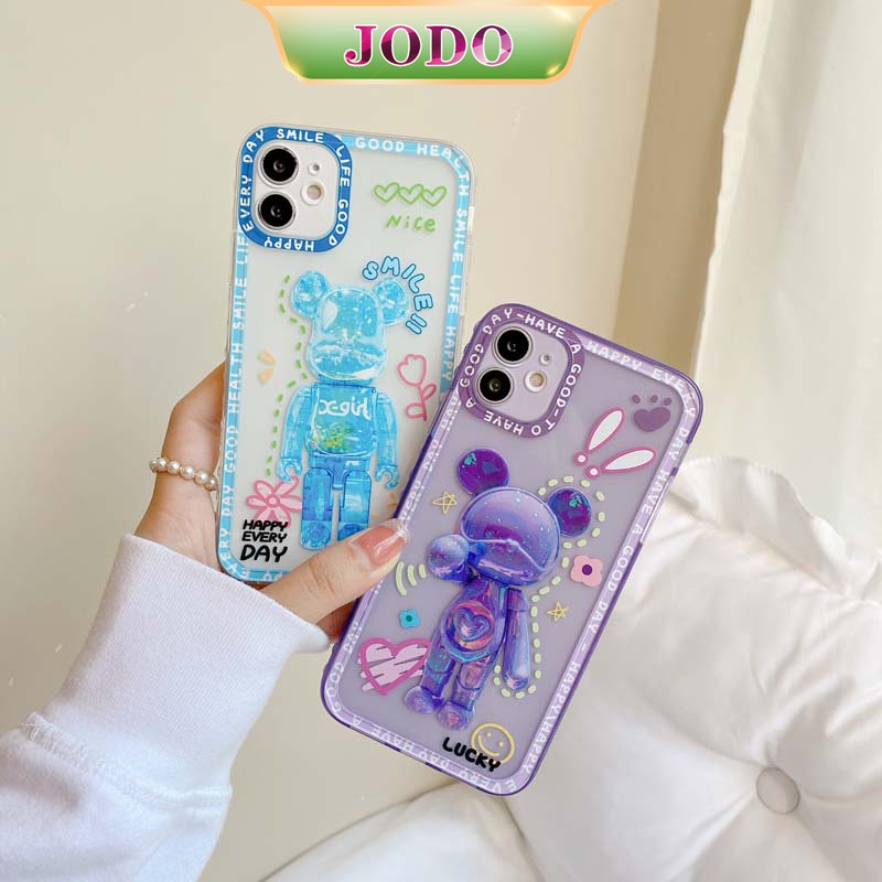 Ốp Điện Thoại TPU Mềm Chống Sốc In Hình Gấu Cười Cho iPhone 13 12 11 Pro Promax SE 7 8 Plus X XR XSMax