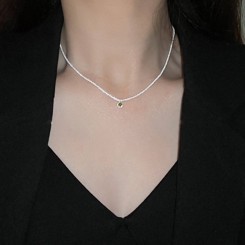 Vòng cổ Bạc Đính Kim Cương Lấp Lánh Thời Trang Hàn Quốc Cho Nữ