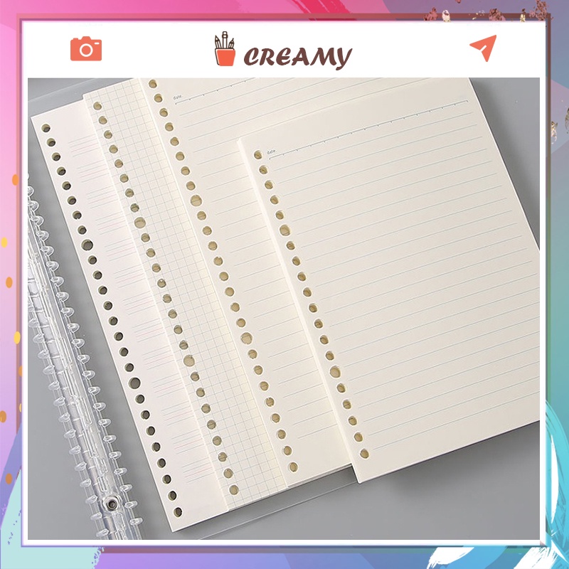 [Mã LIFEBOOK2 giảm 10% đơn 0Đ] Ruột sổ còng giấy refill CREAMY 20 26 30 lỗ A5 B5 A4 sổ planner bullet journal RS 129