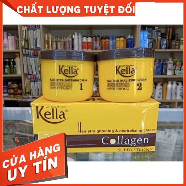 [CHÍNH HÃNG]KEM DUỖI THẲNG TÓC,KEM ÉP TÓC KELLA- Collagen Kella(Vàng)500M*2 DUỖI THẲNG TÓC PHUC HỒI BÓNG MƯỢT DÀNH CHOHO