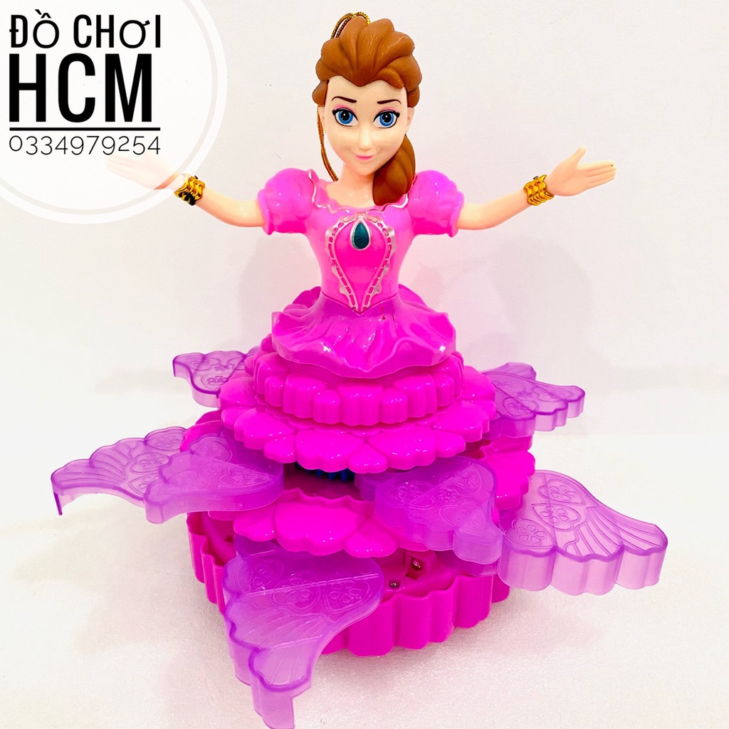 [XOAY 360-NHIỀU MẪU-CLIP] Đồ chơi búp bê công chúa Elsa Anna có đèn nhạc dành cho bé thích hoạt hình Frozen, Bạch tuyết