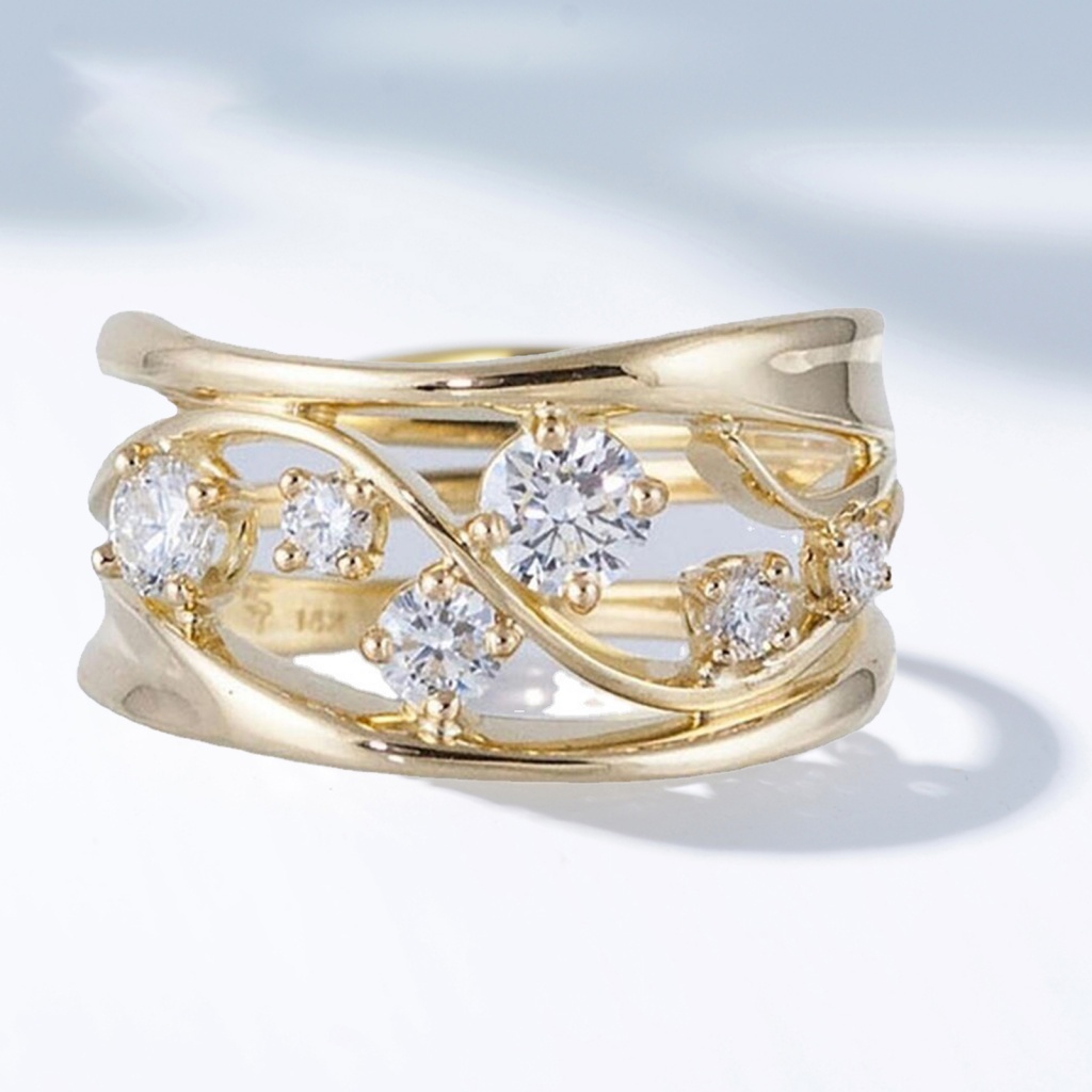 Nhẫn Đính Hôn Đính Đá Zircon Không Phai Màu Dành Cho Nữ