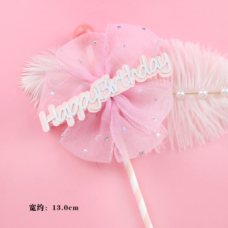 đồ trang trí bánh kem sinh nhật [FREESHIP❤️] que cắm vải nơ happy birthday