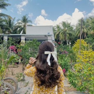 Kẹp nơ satin - dây cột nơ satin kiểu dáng Hàn Quốc.