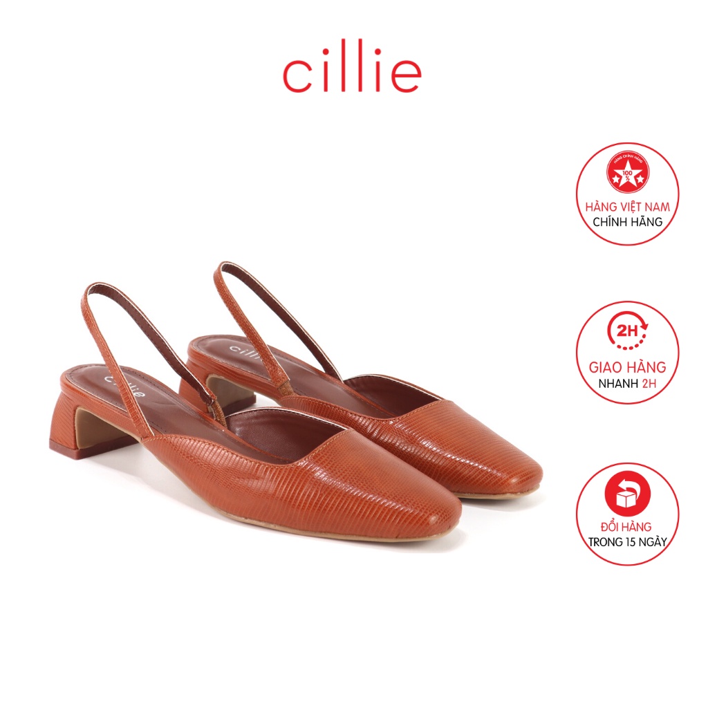 Giày sandal nữ thời trang bít mũi hở hậu gót xéo 3cm đi làm đi chơi Cillie 1062