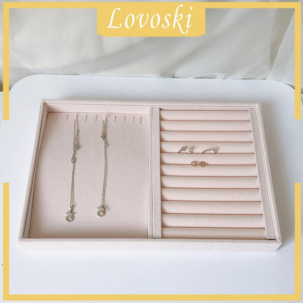 [Lovoski] Khay Nhung Màu Be Trưng Bày Trang Sức / Bông Tai / Nhẫn