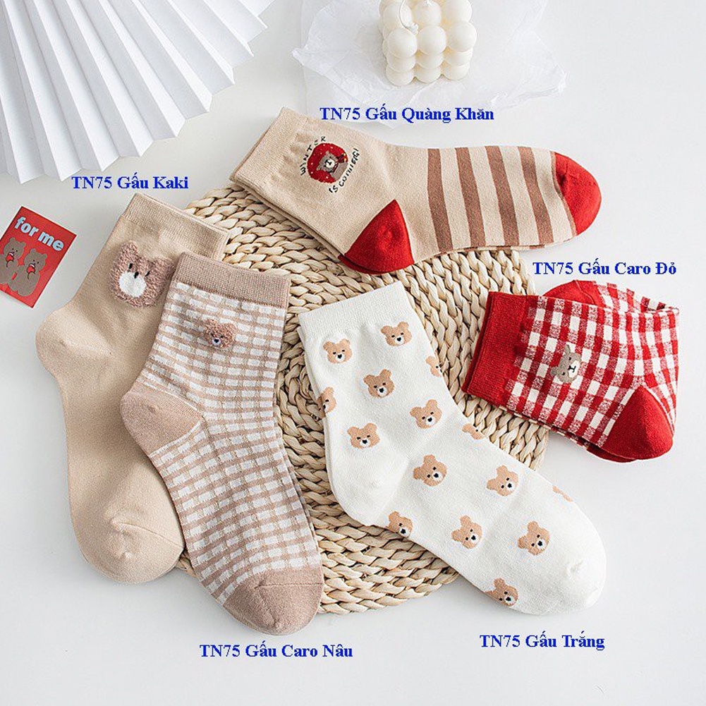 Đôi Tất Chân Giữ Ấm Mùa Đông Dày Dặn In Hình Động Vật Dễ Thương Phong Cách Hàn Quốc Cho Nữ