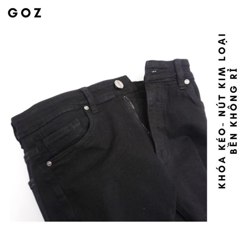 Quần Jean Nam GOZ Màu Đen, Rách Gối - Trơn ,Phom Ôm, Trẻ Trung, Thanh Lịch, Co Giãn Tốt , Size &lt; 84Kg