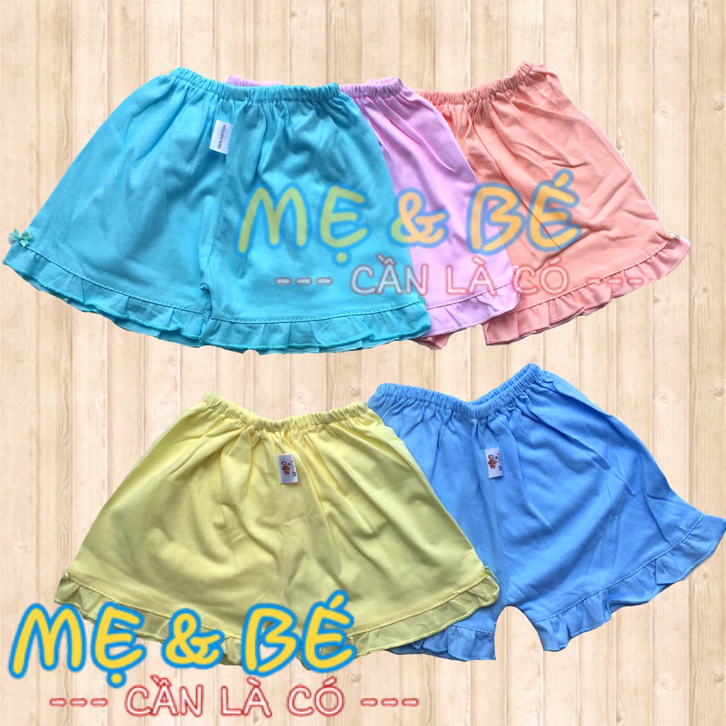Set 5 Quần Đùi Cotton Bé Gái Bèo Màu Hihi