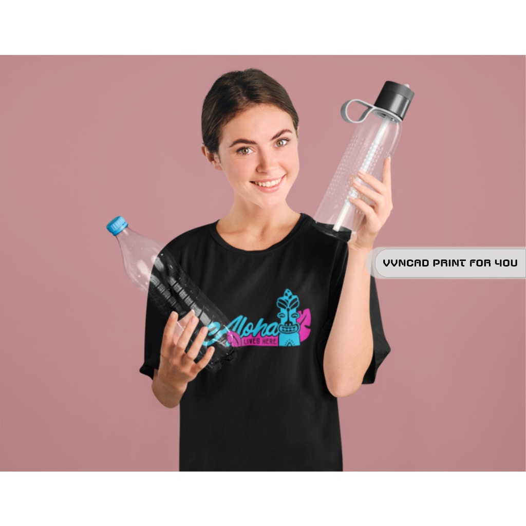 Áo thun thời trang nam nữ cotton trắng đen Unisex T-Shirt “Aloha Lives Here”