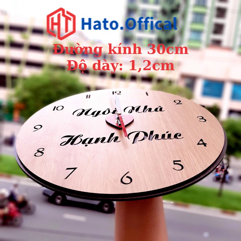 Đồng hồ gỗ treo tường, đồng hồ decor,chất liệu gỗ  handmade 2 lớp dày dặn chạy bằng pin HATO OFFICAL