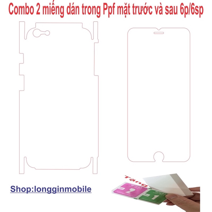 Táo 6p/6sp combo 2 miếng dán trong Ppf mặt sau và mặt trước chống va đập chống trầy xước tốt