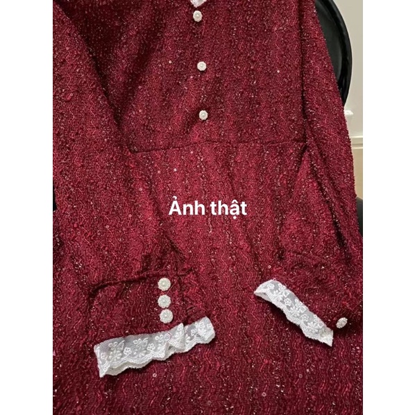 Váy dạ dệt kim tay phồng cổ chữ v _hàng quảng châu loại 1 | BigBuy360 - bigbuy360.vn