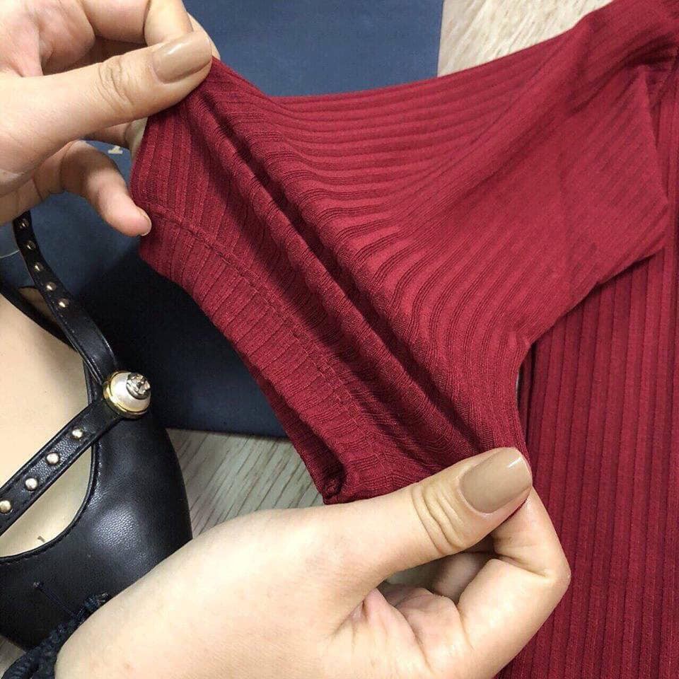 [FREESHIP] Váy len tăm body cổ tròn